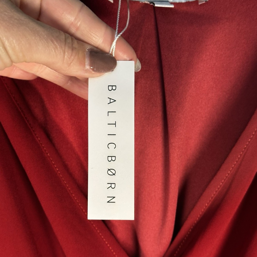 Baltic Born Womens Celine Maxi Dress Sz L Wine Sheer Long Sleeve Holiday dress - Picture 13 of 14